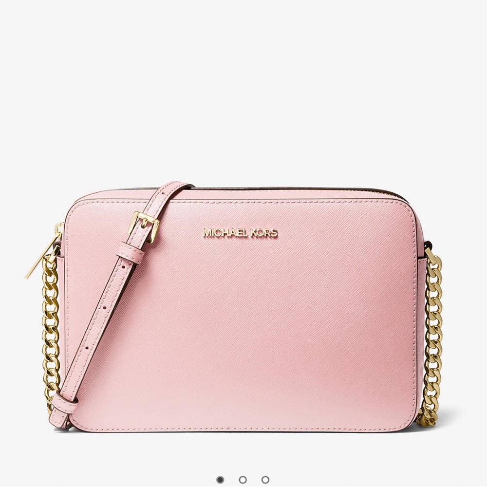 Michael Kors Jet Set Large Saffiano Leather Crossbody Bag - Powder Blush